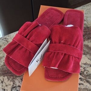 AGL Red Suede Slide Sandals